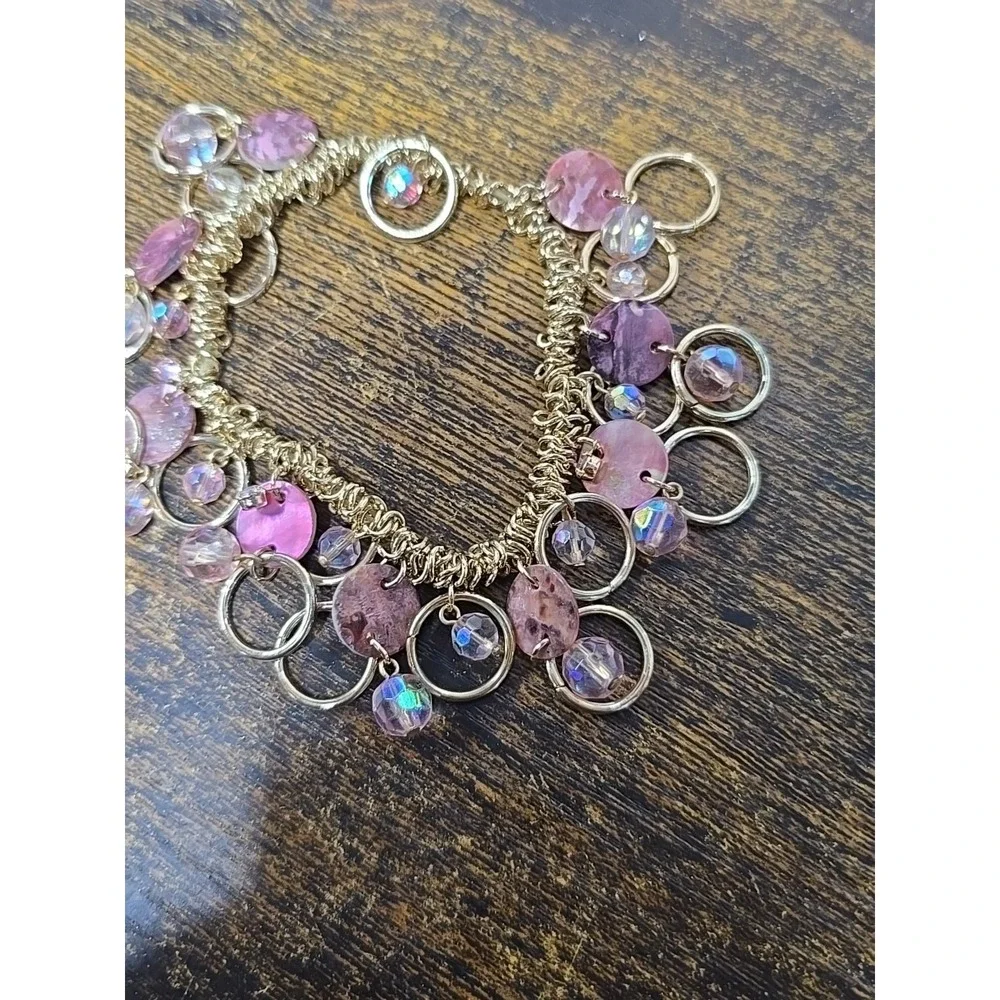 Cookie Lee Pink Charm‎ Rhinestone Bracelet
